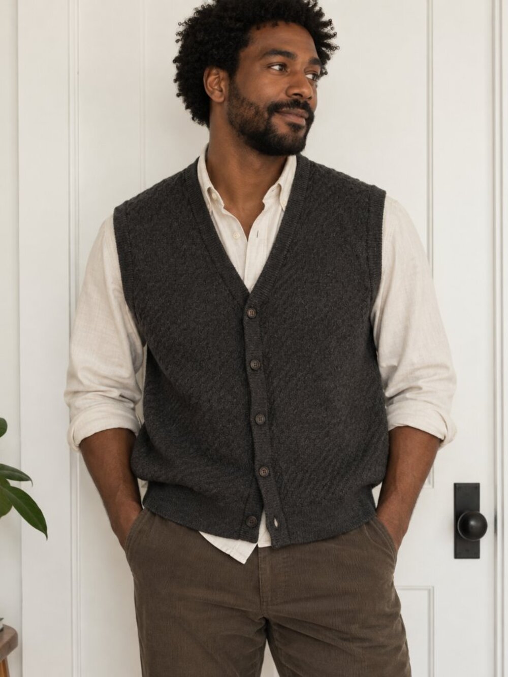 Vintage Tricots St Raphael Merino Wool Button Sweater Vest Mens XL ✨